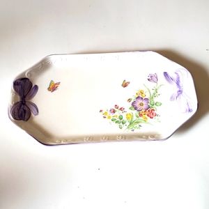 Lilac Whisper Oblong Floral Serving Platter